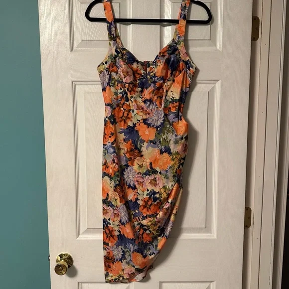 Cider Dresses | Cider Asymmetrical Floral Dress | Color: Blue/Orange | Size: M | Brooooke810'S Closet